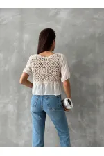 Topshow Stone Cream Embroidered Wholesale Blouse