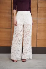 Embroidered Trousers - Cream | D2967 - Topshow