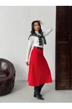 Topshow Scuba Suede Wholesale Skirt - Red | F2004
