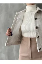 Manteau à boutons en gros - Crème | TOPSHOW | F1547