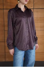 Chemise satinée à pois - Marron | F2076 - Topshow