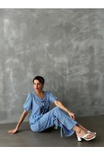 Topshow Mavi Pitikare Toptan Pantolon