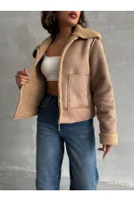 Süet Peluş Toptan Mont - Vizon Vizon | TOPSHOW | F1856