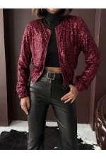 Topshow - Veste à sequins bordeaux pour femme (vente en gros) - Tenue de soirée élégante