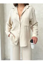 Chemise en lin à poche Topshow Stone, vente en gros | F1200