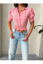 Topshow Fuchsia Gipe Detailed Pitikare Wholesale Shirt