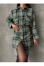 Ekose Toptan Elbise - Zümrüt Ekose | TOPSHOW | F1118