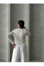 Chemisier à nouer sur le devant en gros - Crème | TOPSHOW | F1705