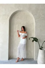 Dantel Toptan Abiye Etek- Krem | TOPSHOW | F1887