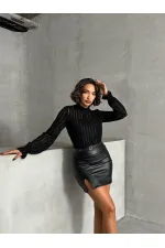 Simli Sakallı Toptan Bluz - Siyah | TOPSHOW | F1852