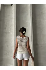 Gilet en dentelle boutonnée brute Topshow en gros