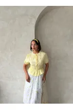 Gathered Shirt with Collar Detail - Yellow | Topshow