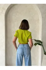 Chemise à poche brodée en gros - Vert pistache | TOPSHOW