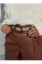 Kemerli Deri Toptan Şort - Taba | TOPSHOW | F1497