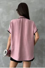 Topshow Powder Shepherd Stitched Linen Wholesale Shirt