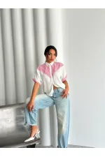 Chemise rayée à détails en gros - Fuchsia | Topshow