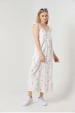 Robe plissée jaune à fleurs Topshow, col en V, en gros