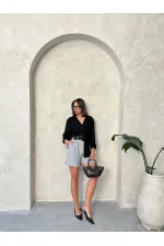 TOPSHOW Gri Kemerli Toptan Şort
