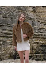 Veste en fausse fourrure marron (vente en gros) | TOPSHOW | F1615