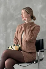 Fermuarlı Kase Toptan Mont - Koyu Kahve | TOPSHOW | F1546