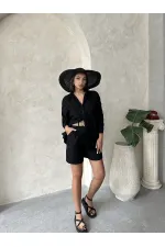 Chemise brodée en gros - Noire | Topshow | F1899