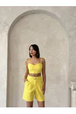 Shorts en jean à paillettes jaunes en gros | Topshow