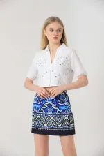 Chemise Topshow crème à motif de feuilles et pierres, vente en gros