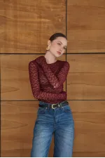 Blouse en dentelle en gros - Prune | F2092 - Topshow