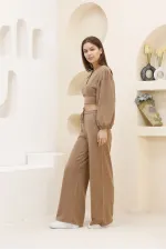 Crop Toptan Bluz - Kahve | TOPSHOW | f1485