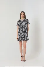 Robe Topshow noire à motif floral en gros