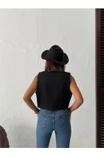 Topshow - Wholesale Embroidered Suede Vest - Western Style Elegance - Black