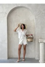 Nakışlı Toptan Şort - Taş | Topshow