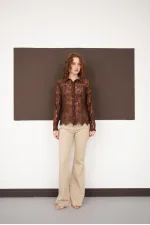 Wholesale Lace Shirts - Coffee | F2073 - Topshow