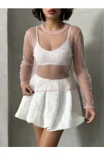 Polka Dot Tulle Wholesale Blouse - Pink | TOPSHOW | F1603