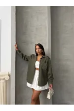 Cebi Tasli Toptan Gömlek - Haki | TOPSHOW | F1617