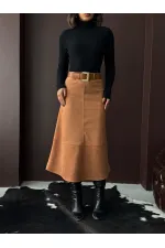 Jupe Topshow Scuba en daim - Beige | Automne/Hiver 2004