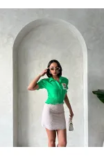 Topshow Zümrüt Çep Nakışlı Toptan Gömlek