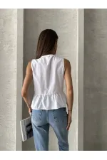 Topshow White Front Tie Wholesale Blouse