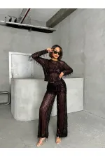 Pul Palet Wholesale Blouse - Black and Burgundy | TOPSHOW | F1612