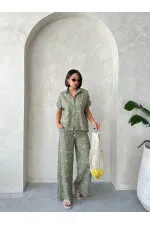 Nakışlı Toptan Gömlek - Açık Haki | Topshow