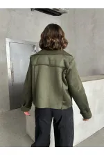 Manteau en peluche suédée F en gros - Kaki | TOPSHOW | F1856