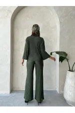 Pantalon plissé en gros - Kaki | Topshow