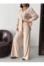 Topshow - Toptan Fitilli Kadife Pantolon - Taş