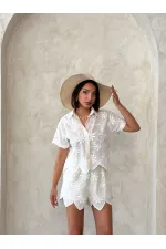 Nakışlı Toptan Gömlek - Taş | Topshow