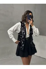 Topshow Siyah Pullu Toptan Yelek | F1750