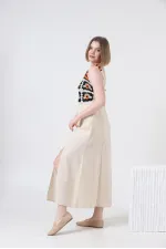 Robe Topshow orange pierre à bretelles et application corporelle en lin, vente en gros