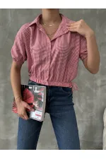 Topshow Fuşya Pitikare Beli Kolucu Lastikli Toptan Gömlek