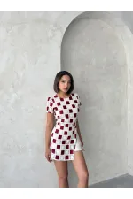 Dantel Detaylı Şort - Taş Bordo | Topshow