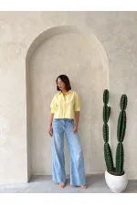 Arkası Kelebek Detaylı Toptan Gömlek   Sarı | Topshow