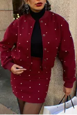 Noktalı Toptan Etek - Bordo | TOPSHOW | F1627